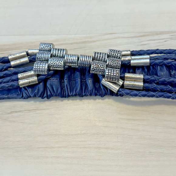 Chico Women Medium Singaly Trouser Belt Genuine Leather Dyed Blue VTG - Picture 3 of 6